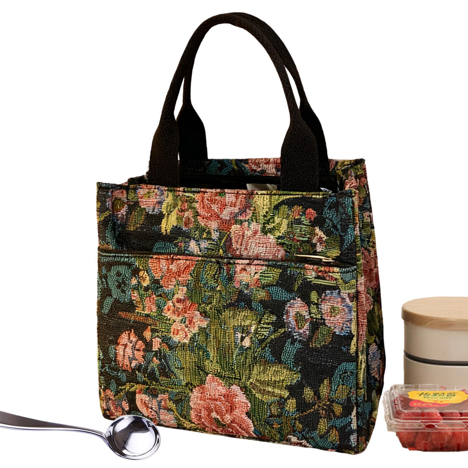 Tote Bag Sublimation - Insulated Lunch Bag Flower Waterproof Holder